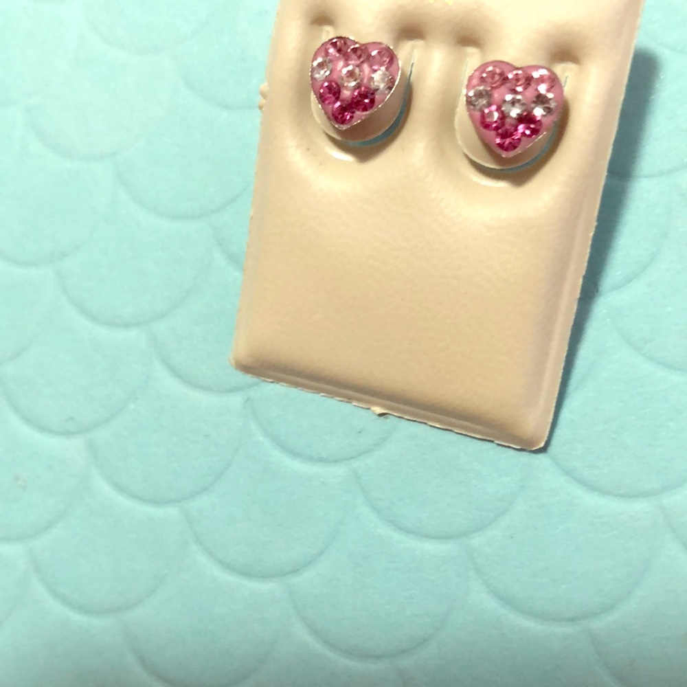 Heart shaped pink/clear stone earrings